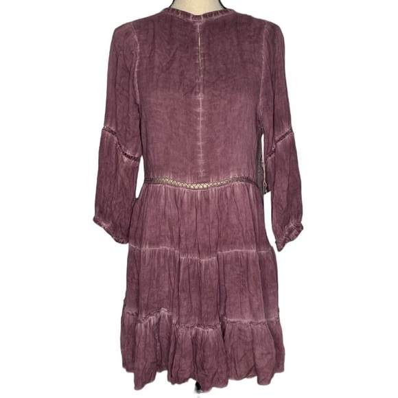 NWT Sea Gypsies Purple Mineral Wash Boho Tiered Long Sleeve Dress - Picture 5 of 16